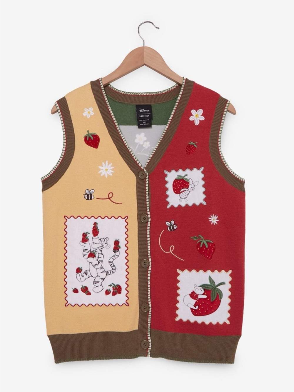 Disney Winnie the Pooh Strawberry Patchwork Women's Sweater Vest